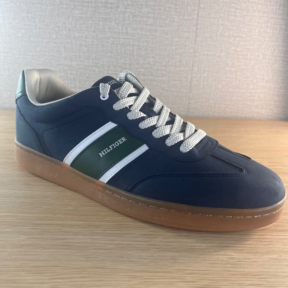 Tommy Hilfiger Mens Lonvan-C Navy Blue Green Stripe Fashion Sneakers 12M Preppy